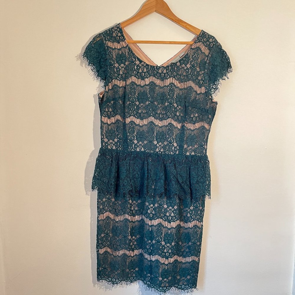 Maeve Elsa Teal Lace Dress with Peplum
